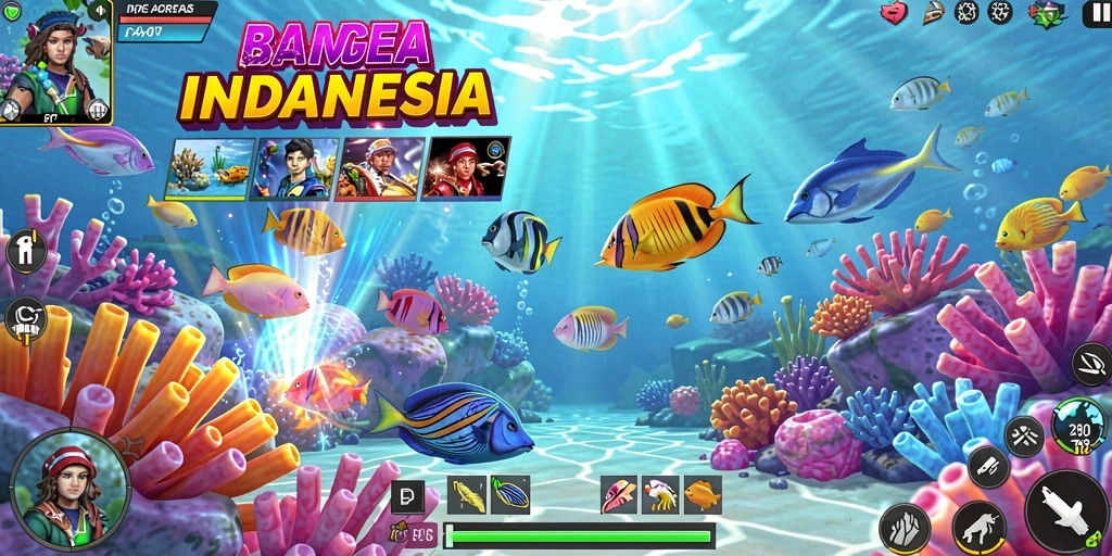 Gambar tampilan awal yang menarik dengan karakter pilihan.